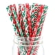 thumbnail image 2 of 25/50/100 pajitas de papel navideñas desechables para beber, decoraciones para fiestas navideñas, 2 of 5