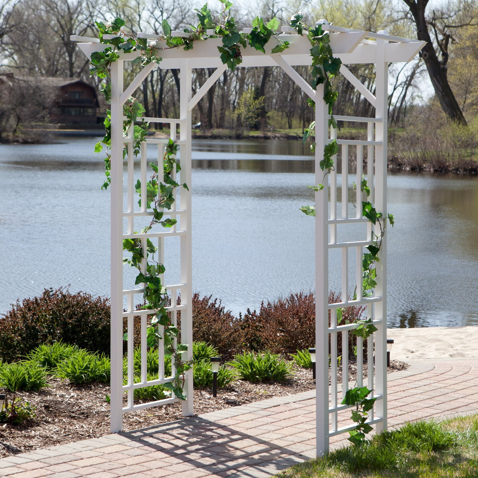 Dura-Trel Wellington Arbor 72" x 85" Outdoor Garden Arch Lattice Trellis