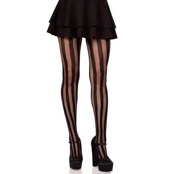 Net and Opaque Striped Tights