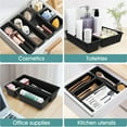 thumbnail image 5 of WarmHaven 25 PCS Plastic Drawer Organizer Set, Desk Drawer Divider Organizers and Storage Bins for Makeup, Jewelry, Gadgets for Kitchen, Bedroom, Bathroom, Office, Deep Black, 5 of 12