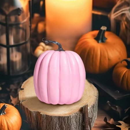 YAZHPA Pink Pumpkin Decorations Artificial Pumpkins Faux Foam Harvest Pumpkins for Fall Autumn Thanksgiving Seasonal Holiday Decor 1 Pack 6.5Inch