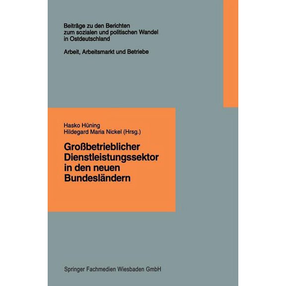 Beiträge Zu Den Berichten der Kommision GroÃbetrieblicher Dienstleistungssektor in Den Neuen Bundesländern: Finanzdienstleistungen, Einzelhandel, Krankenpflege, Book 1, (Paperback)