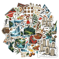 Vintage Stickers Nature Scenery Stickers Food Stickers Culture Stickers for Suitcase Fridge Guitar Car