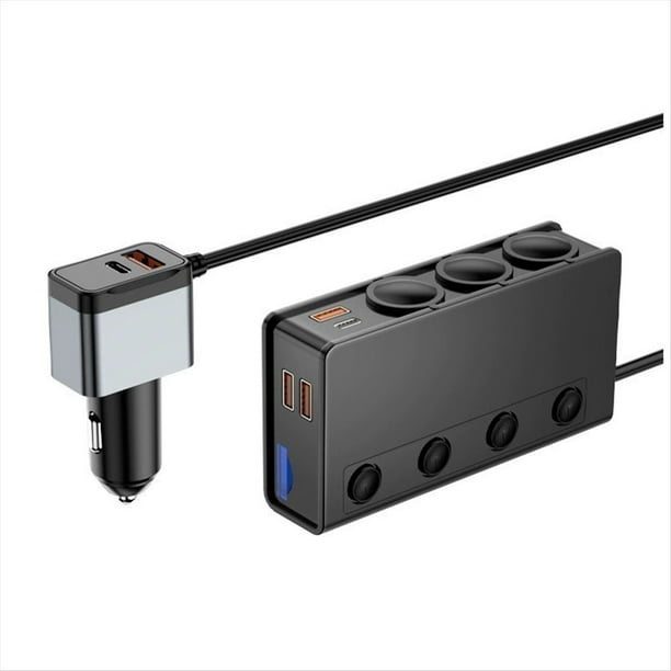 Cargador de Coche de 180 W con un Solo Tirón y Puertos PD+QC3.0, Cargador de Teléfono Multipuerto de 12-24 V.