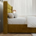 thumbnail image 6 of Amolife King Size Upholstered Lift up Storage Platform Bed Frame with Fabric Panel Wingback Headboard, Olive Yellow, 6 of 13