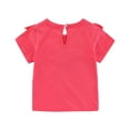 thumbnail image 5 of XMMSWDLA Soft Cotton T-Shirt‌ 0-4Years Kids T-shirt Baby Girls Ruffle Short Sleeve Shirts Summer Solid Casual Chidren Blouse Tops Kids Clothes Watermelon Red Floral Embroidery T-Shirt‌, 5 of 9