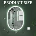 thumbnail image 3 of 26X18 Inch LED Bathroom Mirror with 3 Color Light, Frameless Oval Makeup Mirror with Smart Touch, Anti Fog Wall Mounted Vanity Mirror, Hanging Vertically, Natural, 3 of 7