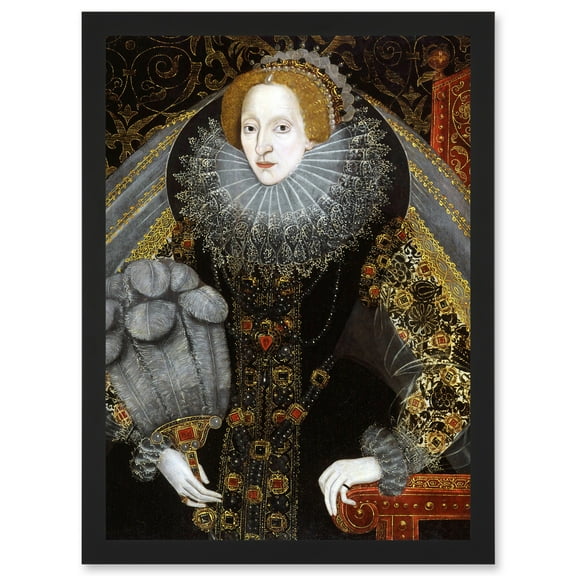 Queen Elizabeth I England Portrait Painting Royal Historic Artwork Framed Wall Art Print A4