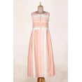thumbnail image 3 of NOVICA Artisan Handmade Embroidered Cotton Sundress Crafted Striped Clothing White Pink Empire Waist Sundresses India ' Horizon in Peach', 3 of 8