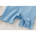 thumbnail image 6 of LIIPEE Boys Girls Onesie Summer Comfort Ribbed Short Sleeve Solid Color Round Neck Button Down With Pocket Romper Boys Comfort Casual Outings One-Pieces,Light Blue,12-18 Months, 6 of 9