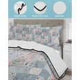thumbnail image 4 of Quilts Twin Size, Blue Pink Botanical Soft Comforter Bedding Set for Bed, Spring Floral Vintage Lightweight Quilted Bedspread with Pillow Cover(2 Pieces) for All Season, 68x86 Inch, 4 of 6