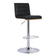 thumbnail image 4 of Armen Living Aubrey Barstool Chrome Base Finish with Black Pu Upholstery and Walnut Back, 4 of 11