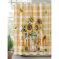 thumbnail image 2 of Sunflower Stall Shower Curtain, Waterproof Shower Curtains for Bathroom, Yellow Plaid Vintage Summer Bee Botanical Washable Fabric Cloth Bath Curtain for Bathtub Decoration with Hooks 36x72 Inches, 2 of 6