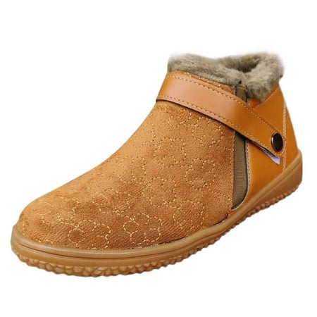 

nsendm Women Tall Winter Boot Round Short Fashion Boots Women s Boots Plush Toe Snow Buckle Womens Mid Snow Boots Brown 8.5