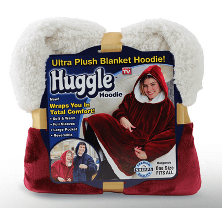 Huggle Hoodie, Ultra Plush Hooded Blanket Robe, Premium Fleece, PLAID , As Seen on TV