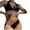 Black, variant on WREESH Womens High Cut Bikini Sets Print Swimwear Two-Piece Slim Swimsuit Bikini Straped Swimsuits Beach Bathing Suit Black