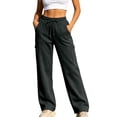 thumbnail image 3 of Oksale Womens Petite Straight Leg Sweatpants with Multi Pockets Soft Cozy Cargo Sweatpants Casual Elastic Waisted Drawstring Jogger Trousers for Daily Wear Dark Gray 2XL, 3 of 9