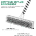 thumbnail image 3 of Floor Scrub Brush with 51-Inch Long Adjustable Handle 2 in 1 Scrape Brush Stiff Bristle Floor Scrubber for Cleaning Shower Bathroom Garage Kitchen Wall Deck Tub Tile, 3 of 5