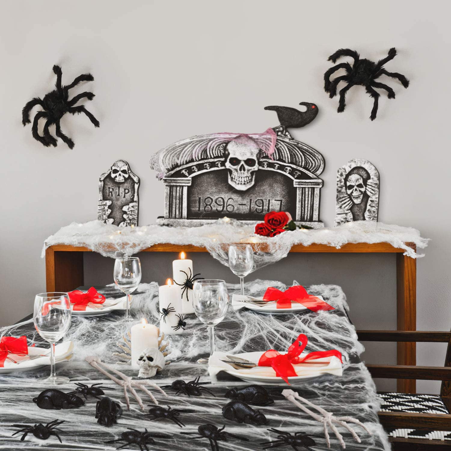 Fun Little Toys 26Pcs Halloween Tombstone and Accessories,Halloween Yard Decorations, Halloween Props, Halloween Outdoor Decorations, Halloween Decorations Clearance