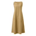thumbnail image 5 of OSOLU Solid Color Summer Dresses For Women Casual Sleeveless Linen Flowy Beach Vacation Dress With Pockets Cozy Sundress Wedding Guest Dress, 5 of 5