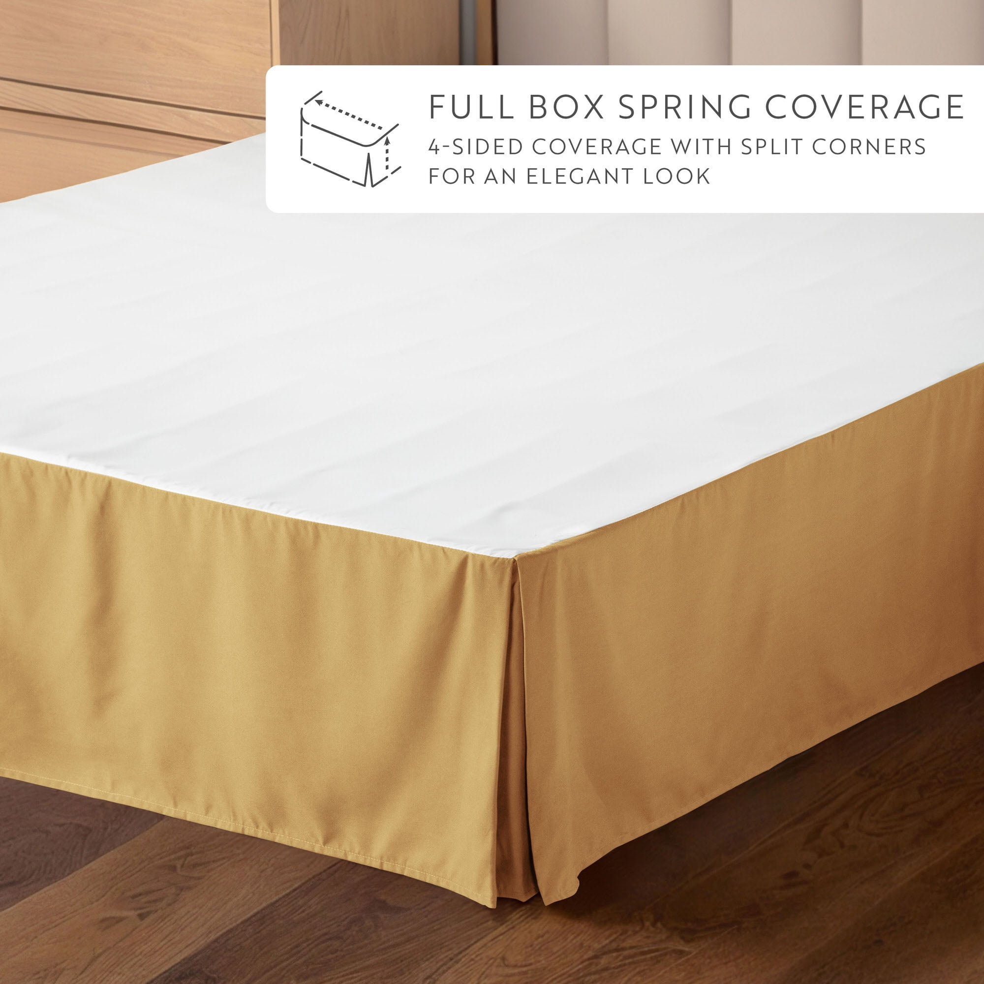 Noble Linens Gold Pleated Dust Ruffle Bed Skirt, Full