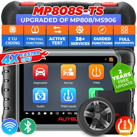 Autel Scanner MaxiPRO MP808S-TS Car Diagnostic Scanner Full TPMS Relearn Rest All-System Scan & FCA AutoAuth Bidirectional Control Scan Tool with 31  Service