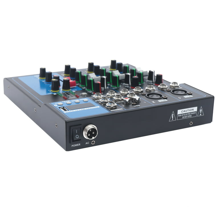 Miumaeov Professional 4-Channel Mixer Sound Board Bluetooth USB Live Studio Mixer with for PC Recording 48V Phantom Power Stereo DJ Studio Streaming Walmart.com