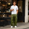 thumbnail image 5 of Resicozy Baggy Sweatpants Men Fall Winter Casual Fleece Wide Leg Drawstring Cargo Sweat Pants Athletic Gym Jogger with Pockets Army Green XL, 5 of 9