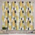 thumbnail image 1 of Abstract Kitchen Curtains, Contemporary Watercolor Brushstroke Print Parallel Geometric Shapes, Window Drapes 2 Panel Set for Kitchen Cafe Decor, 55" x 24", Amber White Charcoal Grey, 1 of 3