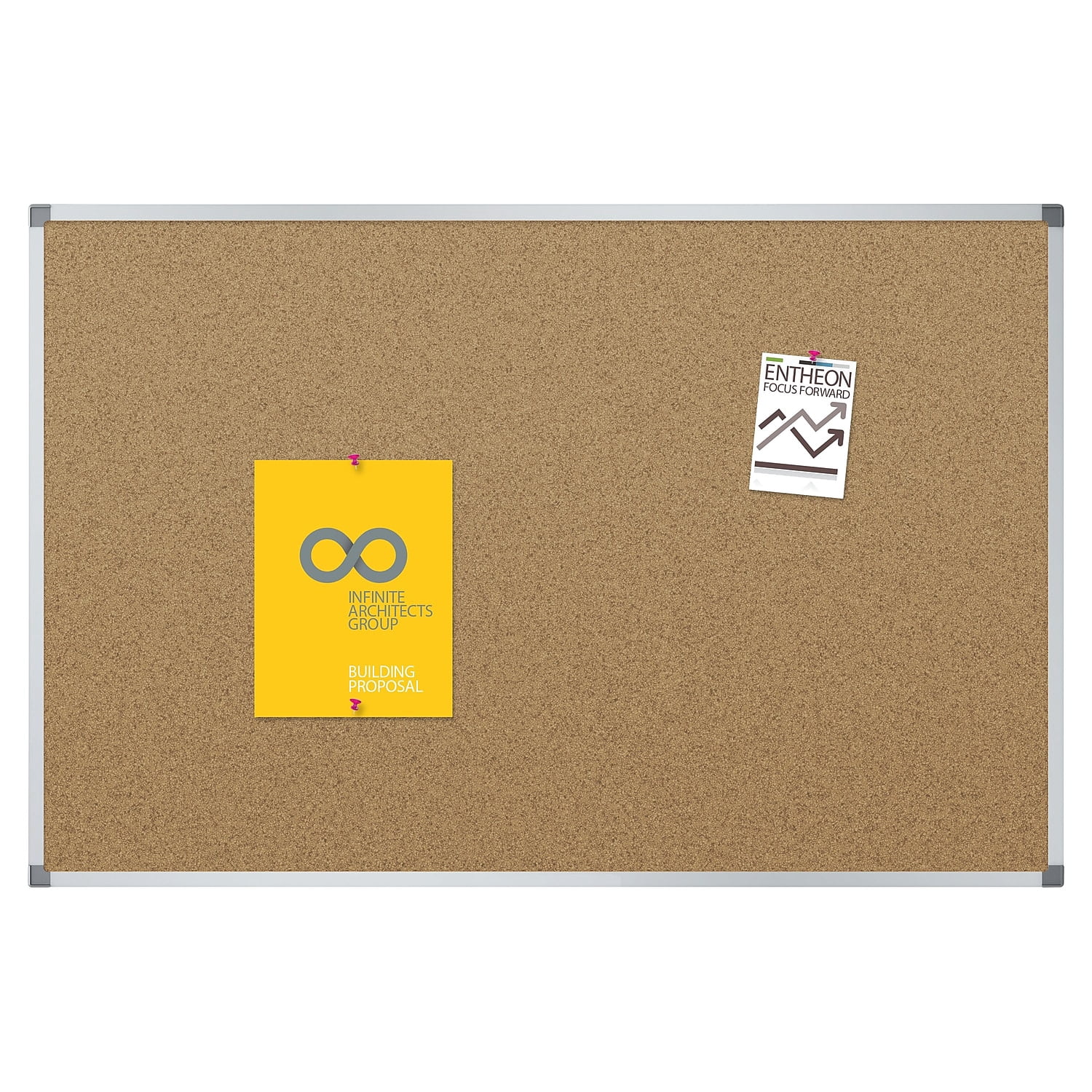 Quartet Basic Cork Bulletin Board 4 x 3 Aluminum Frame - Cork Boards
