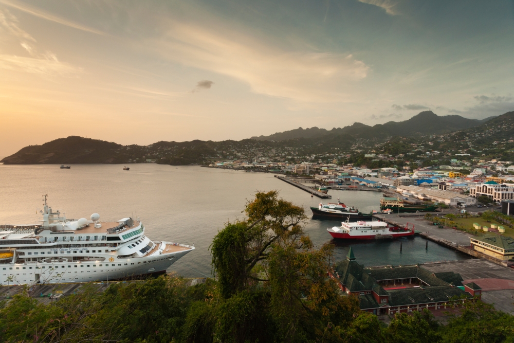 Cruise ship at port Kingstown Saint Vincent Island Saint Vincent And The Grenadines Poster Print Cruise ship at port Kingstown Saint Vincent Island Saint Vincent And The Grenadines Poster Print