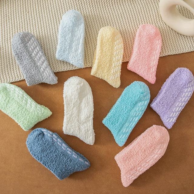 1 Pair Polyester Women Sock Washable Reusable Stylish Solid Color Casual Breathable Solid Color Nonslip Winter Autumn Replacement Socks Blue