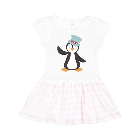 

Inktastic Cute Penguin Penguin With Blue Top Hat Gift Toddler Girl Dress