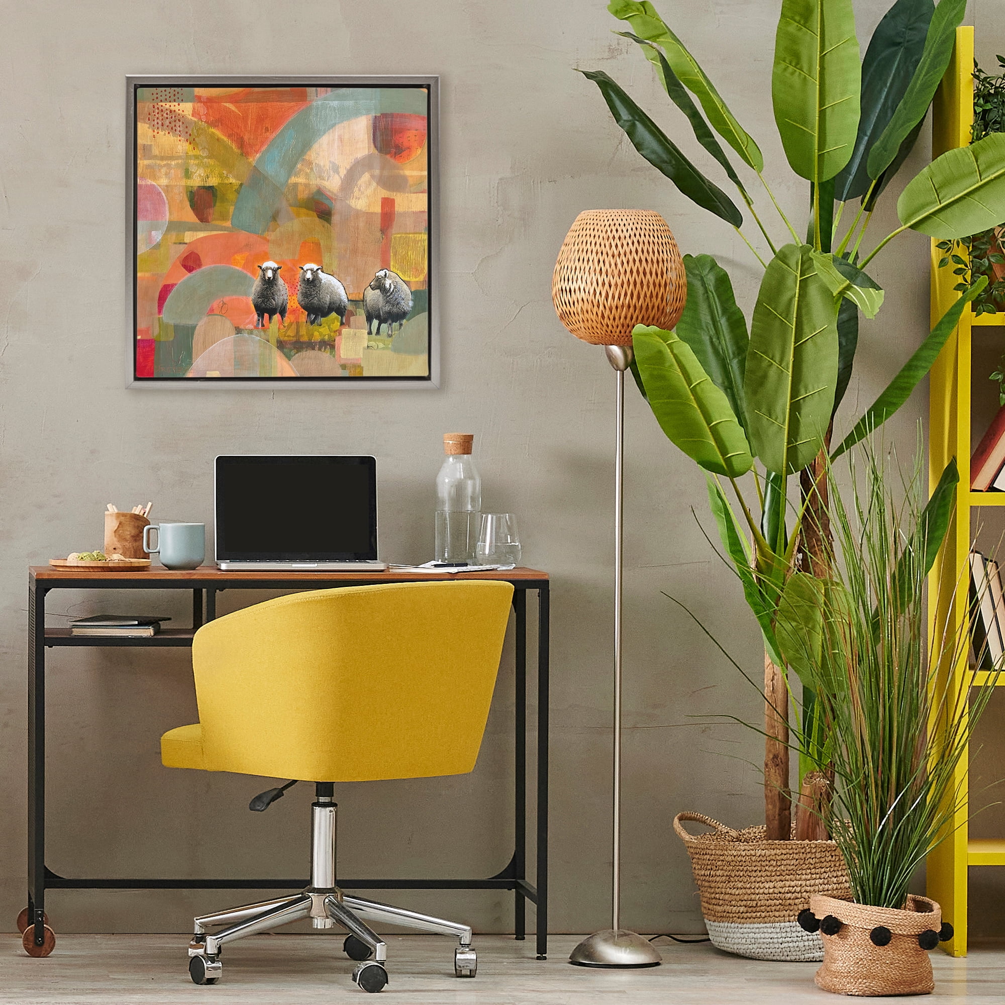 Stupell Industries Counting In My Sheep Gray Framed Floater Canvas Wall Art, design by Dianna Fritzler
