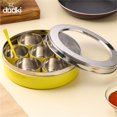 thumbnail image 3 of DUDKI Steel Masala Dabba-Indian Spice Box Masala Dabba-Stainless Steel With Spoon and 7 Spice containers Size- 7 Inch (YELLOW), 3 of 7