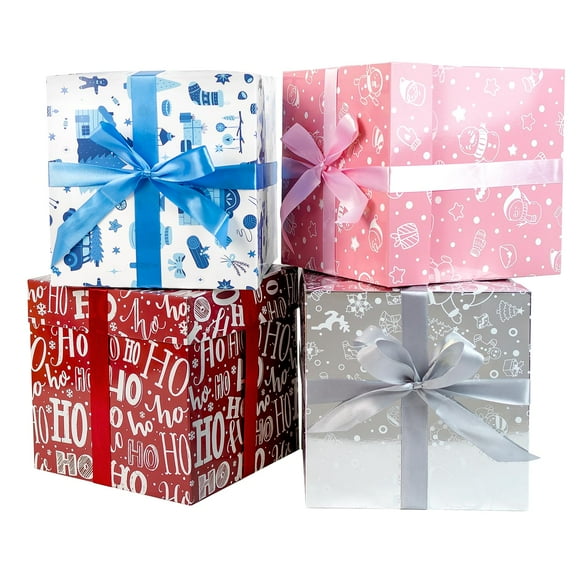 Set navideño Gift Boxes JWSCYSY, 4 unidades, 22 cm, cuadrado mediano