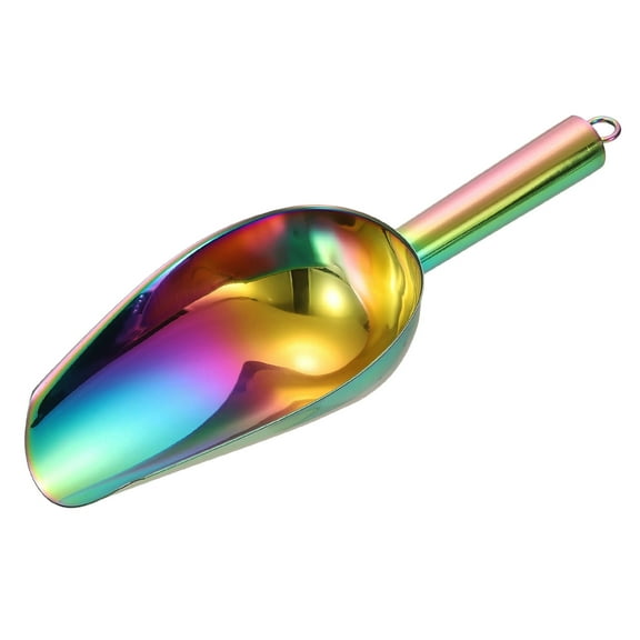 Metal Ice Scoop, 9.8" x 3.5"Stainless Steel Ice Scooper for Home Bar Use, Rainbow