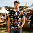 thumbnail image 2 of Men's Casual Polo Shirts Basic Short Sleeve Shirt Festival Print Button Down Shirts, 2 of 4
