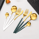 thumbnail image 3 of Para juego de cuchillo, tenedor y cuchara portugués, vajilla occidental, juego de cuchillo y tenedor de acero inoxidable en oro mate., 3 of 3