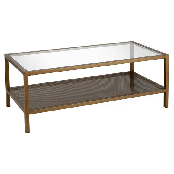 Evelyn&Zoe Rigan 45" Wide Rectangular Coffee Table, Brass