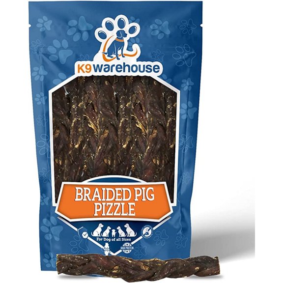 K9warehouse- Irresistible Braided Pig Pizzle Sticks - 6 inch (6 Count) Twisted Dog Chews - Protein Rich and Fully Digestible - Promote Joint and Dental Health - Suitable for All Breeds & Puppies