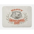 thumbnail image 1 of Groundhog Day Collection Bath Mat, Mammal Marmot Portrait in Bare Branches Wreath, Plush Bathroom Decor Mat with Non Slip Backing, 29.5" X 17.5", Pale Eggshell Rust and Taupe, by Ambesonne, 1 of 2