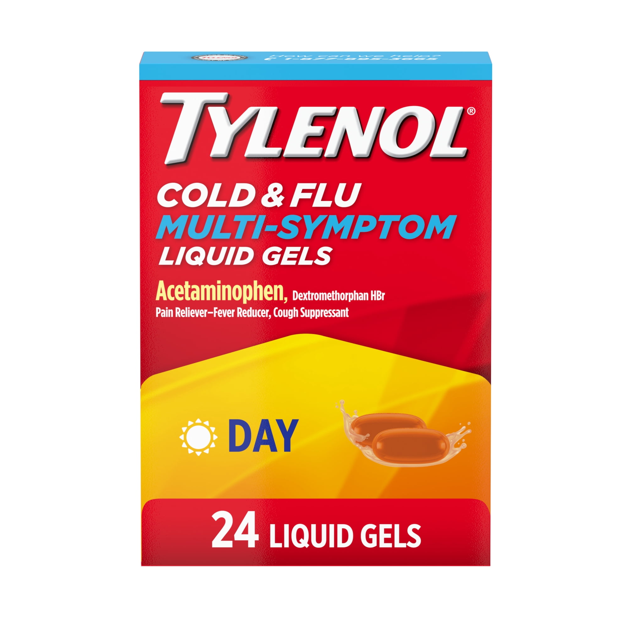 Tylenol Daytime Cold & Flu Multi-Symptom Relief Liquid Gels, 24 Count