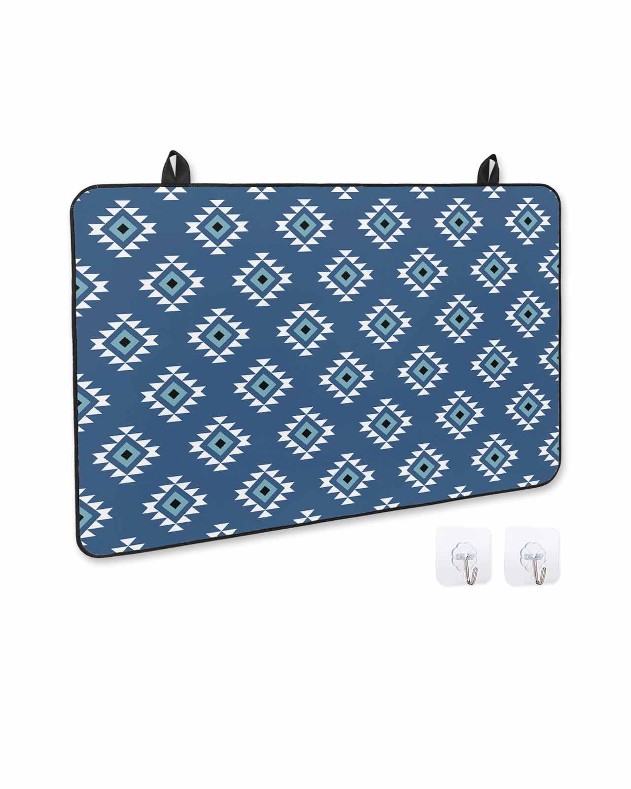 nqOlkjepod Large Induction Cooktop Protector Mat 24"x21", Blue Boho Geometric Stove Top Covers for Electric Stove, Farmhouse Southwest Motifs Art Stove Burner Cover Mats, Glass Top Stove Cover
