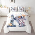 thumbnail image 2 of Homewish Letter K Monogrammed 7 Pieces Bedding Comforter Set,Cartoon Astronaut Full Bedding Set,Watercolor Ink Painting Fitted Sheet Flat Sheet For Kids,Microfiber Room Decorative Reversible, 2 of 8