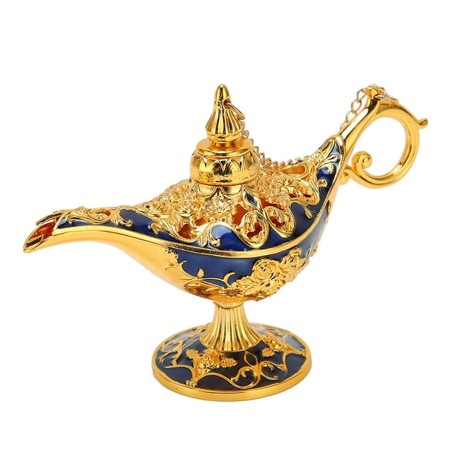 Lampe Génie Vintage Décoration Collection Rare Petite Lampe Génie Légende En Alliage De Zinc Or Bleu Saphir