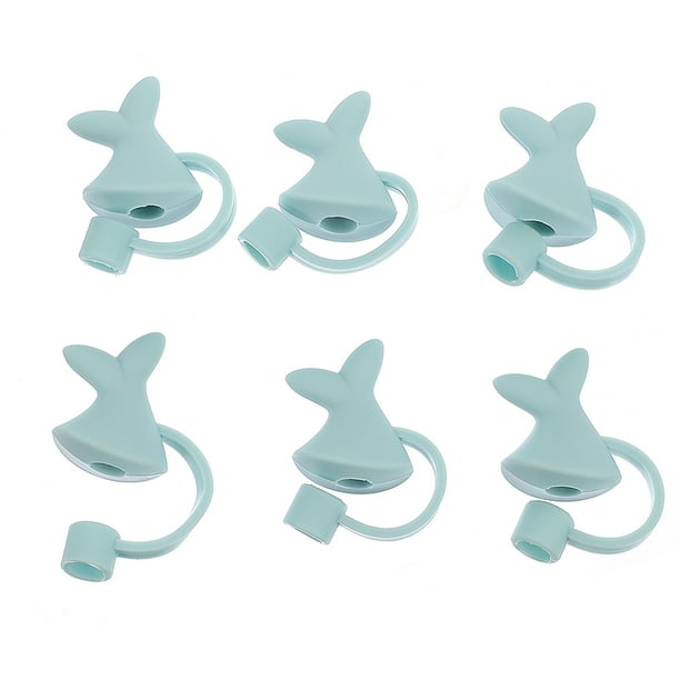 6 piezas de punta de paja con forma de cola de delfín, cubierta de silicona, tapón de paja, tapones reutilizables