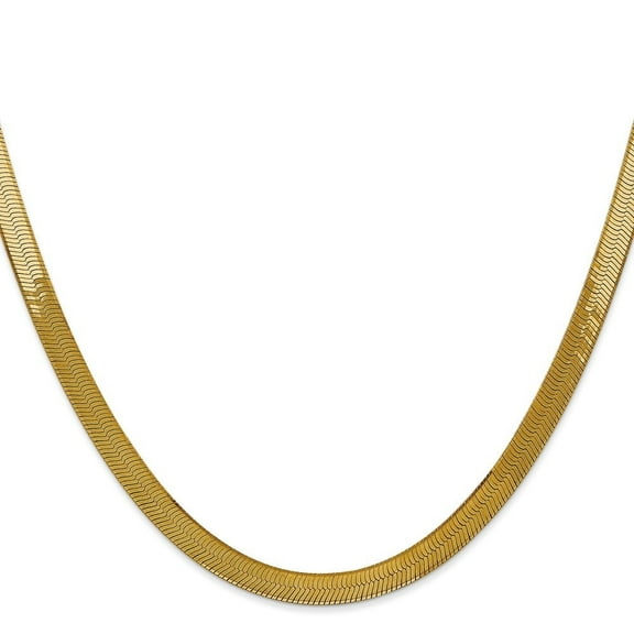 Auriga Fine Jewelry 14K Yellow Gold 5mm Herringbone Chain Necklace 16inch for Women