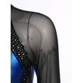 thumbnail image 2 of Raenseen Womens Sparkling Rhinestones Mesh Long Sleeve Gymnastics Dance Costume Acrobatics Royal Blue XXL, 2 of 9