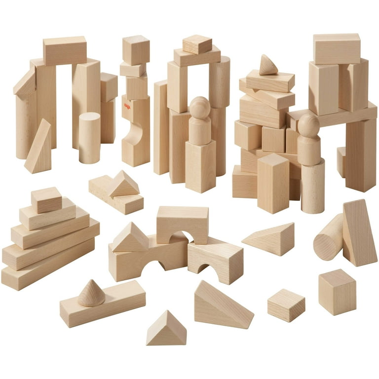 HABA Wooden Building Blocks 60 Piece Set, Toddler Blocks for Ages